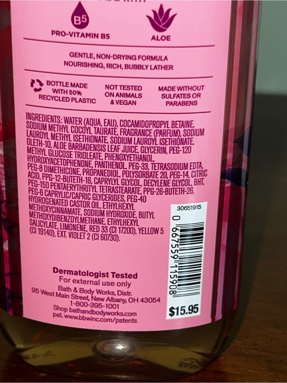 Bath & Body Works Pink Pineapple Sunrise Body Wash - Shimmering Pink Bottle-NEW - Picture 3 of 4